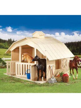 Breyer - Horse Stable Set Bundle - Wood Barn, Trailer, Horses, Fencing Playset